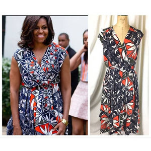 Tory Burch Silk Acoma Pottery Medi Wrap Dress